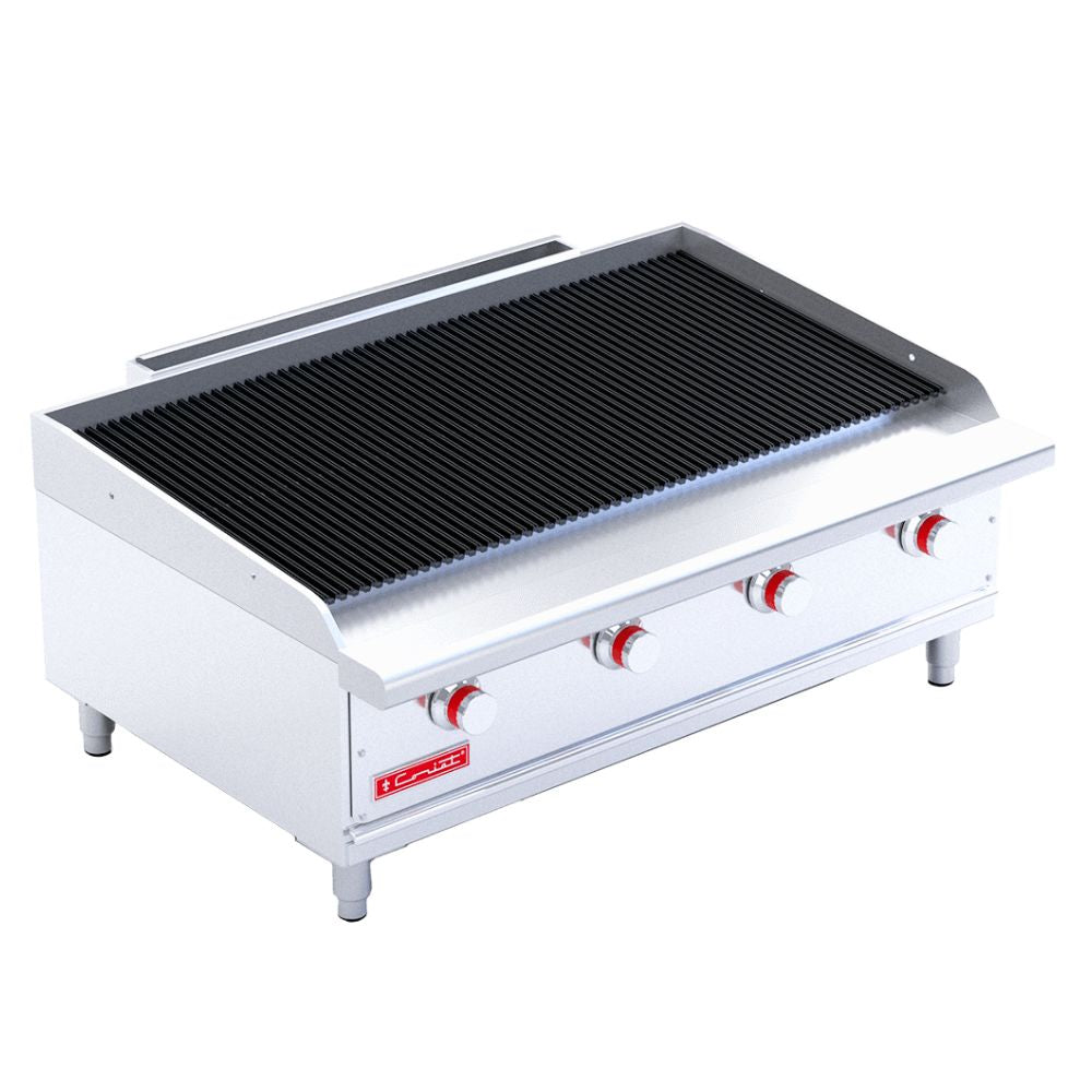 CORIAT ACV-4 MASTER | Asador | Restaurante Comedor Grill Cortes Cenaduria Hotel | 118 cm | Gas | Lámina Acero Aluminizado | Restaurante Cortes Comida Alimento Grill Quemador Comedor Industrial Uso Rudo Cocción Respaldo Charola Residuos Piedra Volcanica Hotel Preparacion Master Empotar Base Gourmet
