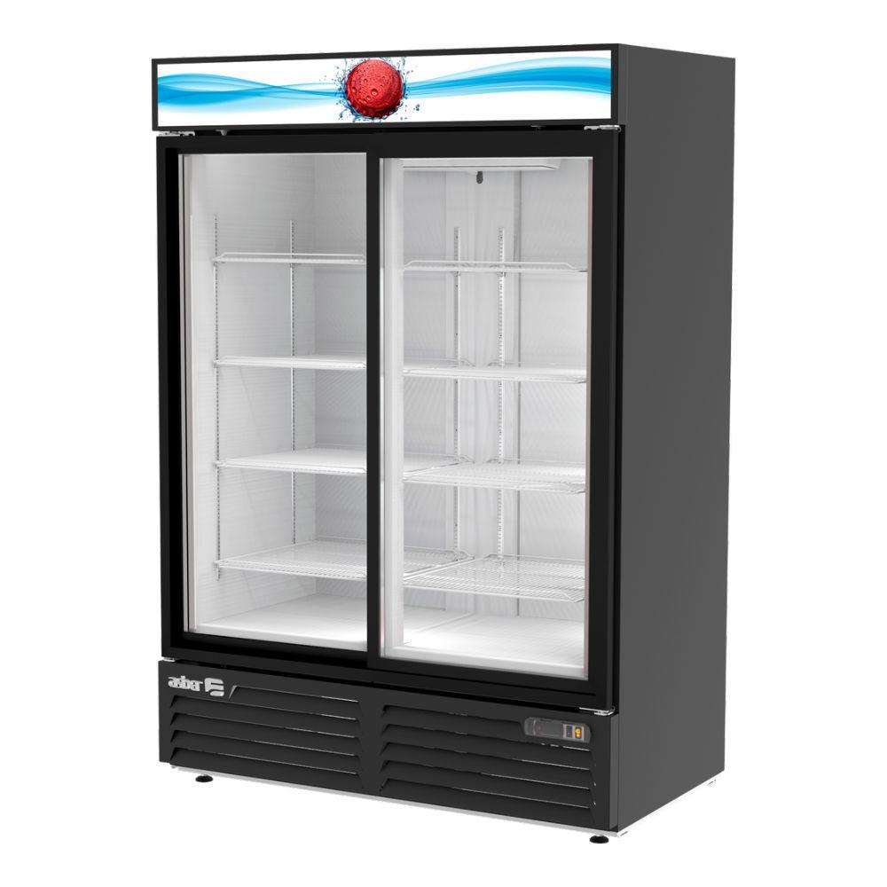 REFRIGERADOR ASBER ARMD-47-SD HC | Refrigerador Exhibidor Vertical | 2 Puertas Solidas | 47 Pies Cúbicos | Acero Inoxidable | Vinil Negro | Cremería Comercios Carnicería Abarrotes