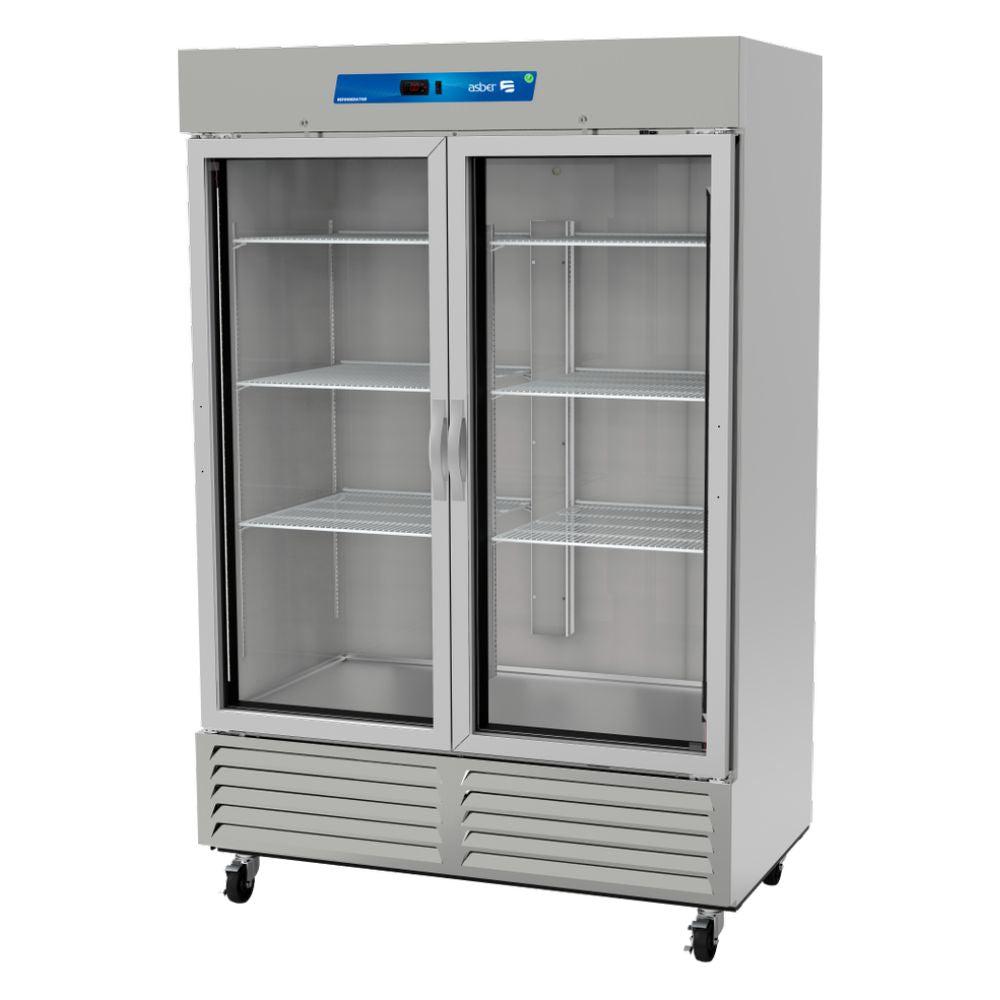 REFRIGERADOR ASBER ARR-49-G-H HC | Refrigerador Exhibidor Vertical | 2 Puertas Cristal | 49 Pies Cúbicos | Acero Inoxidable | 6 Parrillas | Hotel Carnicería Abarrotes | Refresquero Latas Bar Tiendas Bistro Restaurante Lácteos Industrial Cocina Cremería Comercios Insumos Hotel Panadería Carnicería Abarrotes
