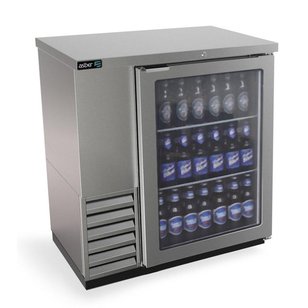 REFRIGERADOR ASBER ABBC-24-36-G HC / SG-HC | Refrigerador Contra Barra | 1 Puerta Cristal | Eléctrico |Iluminación Interior | Deshielo Automático | Interior Restaurante Bar Cafeteria Alimentos Bebidas Conservar