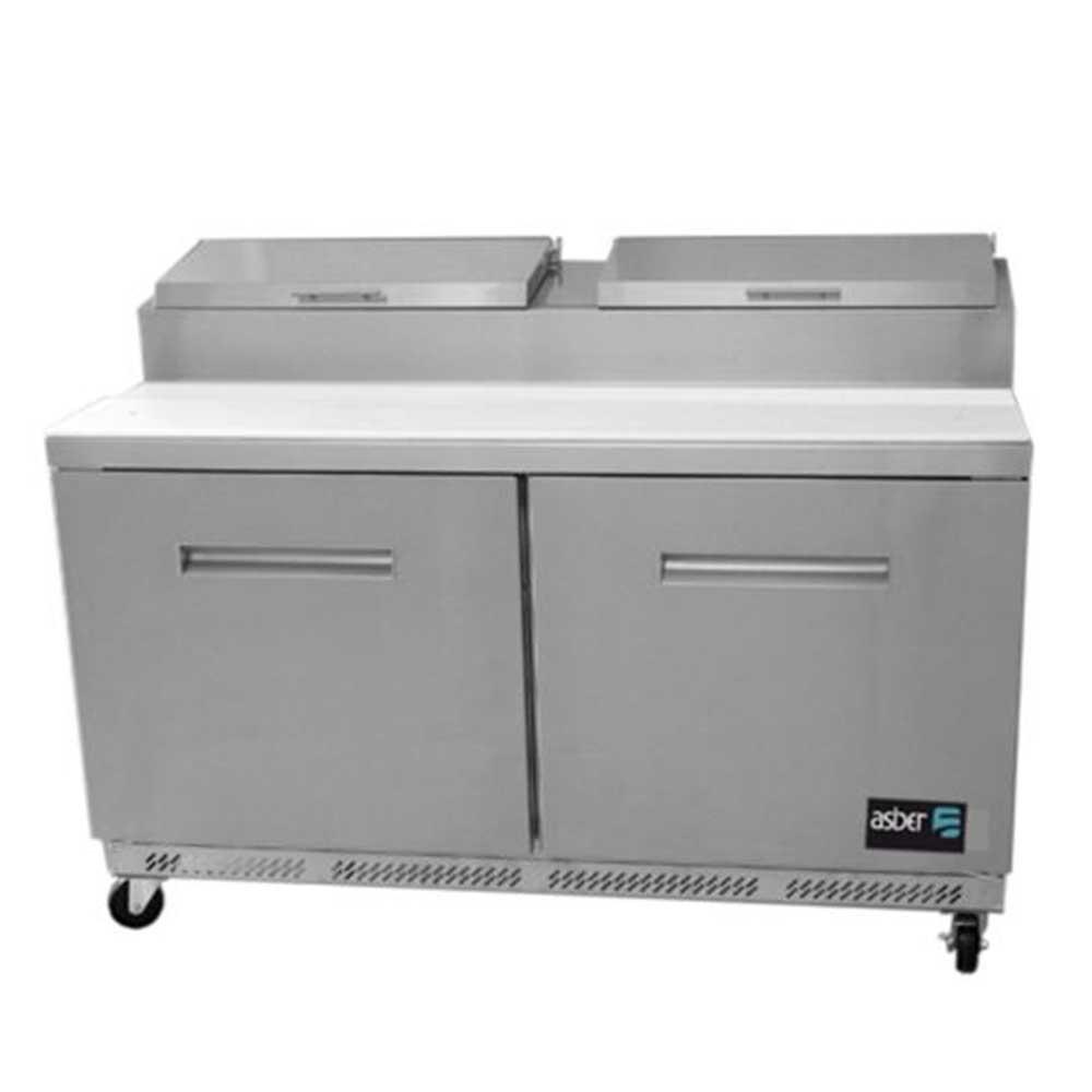 MESA ASBER APTP-60 HC | Mesa Refrigerada | 2 Puertas Solidas | 2 Parrillas | Eléctrico | Acero Inoxidable | Gris | Restaurante Bistro Cafetería Restaurante Bar Cafeteria Preparacion Alimentos Frescos