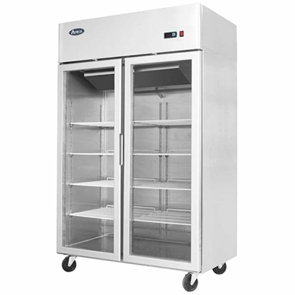 Atosa MCF8605GR Refrigerador Vertical 2 Puertas Cristal 8 Parrillas Acero Inoxidable - Refrigeradores - Atosa - KitchenMax Store