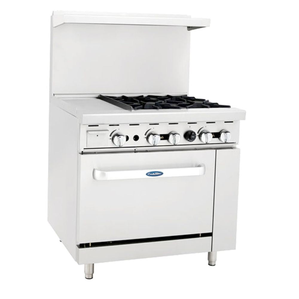 Atosa ATO-12G4B Estufa Gas 4 Quemadores Abiertos 1 Plancha 1 Horno 4 Parrillas Superiores Acero Inoxidable - - Atosa - KitchenMax Store