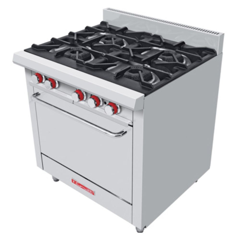 CORIAT EC-4-HG HD | Estufa | Restaurante Pasteleria Cenaduria Bar | 4 Quemadores | Horno | Gas | Estufa Horno Residuos Uso Rudo Preparacion Alimentos Comida Quemador Respaldo Charola Heavy Duty Acero Horno Cocción Cocina Industrial Respaldo Parilla Restaurante Pastelería Negocios Master