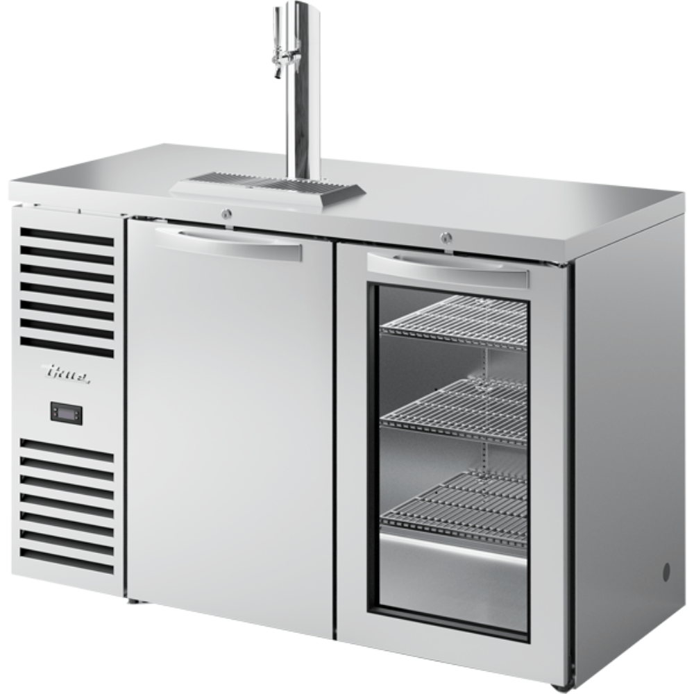 DISPENSADOR DE CERVEZA REFRIGERADOR TRUE TDR52-RISZ1-L-S-SG-1 | Dispensador de Cerveza con Refrigerador | Puerta Batientes Solidas y Vidrio | Uso Comercial Pub Barra Bar