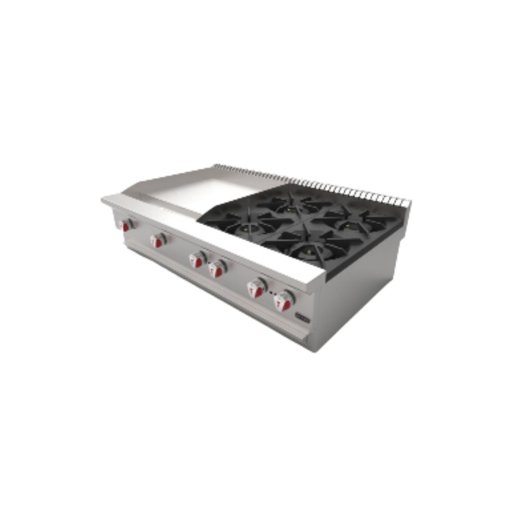 Drago CG-40PD Parrilla Combinada Frente 122 cm Gas 4 Quemadores Acero Inoxidable - - Drago - KitchenMax Store