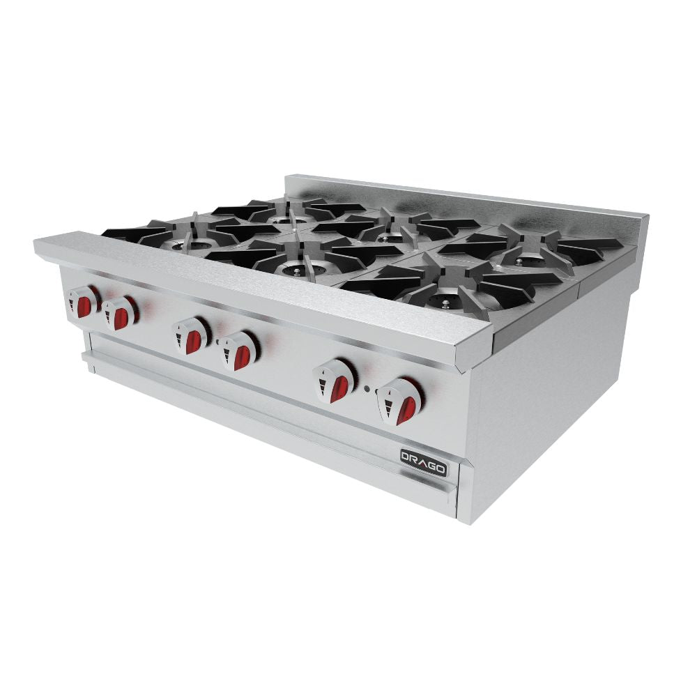 Drago CG-60 Parrilla 6 Quemadores 91.5 cm Gas Acero Inoxidable - - Drago - KitchenMax Store