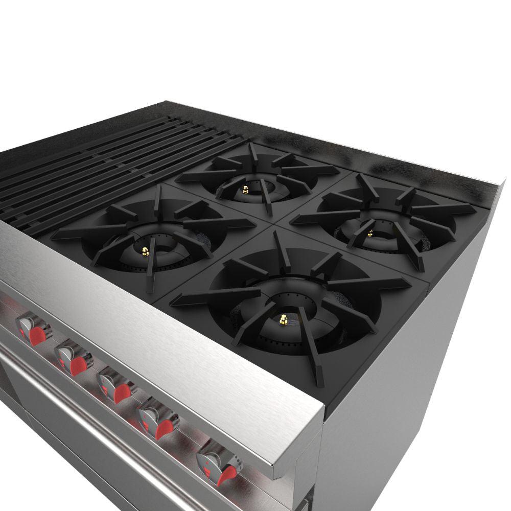 Drago UNIVERSAL Estufa 4 Quemadores Asador Radiante Freidor Gratinador Plancha 1 ft Acero Inoxidable - - Drago - KitchenMax Store