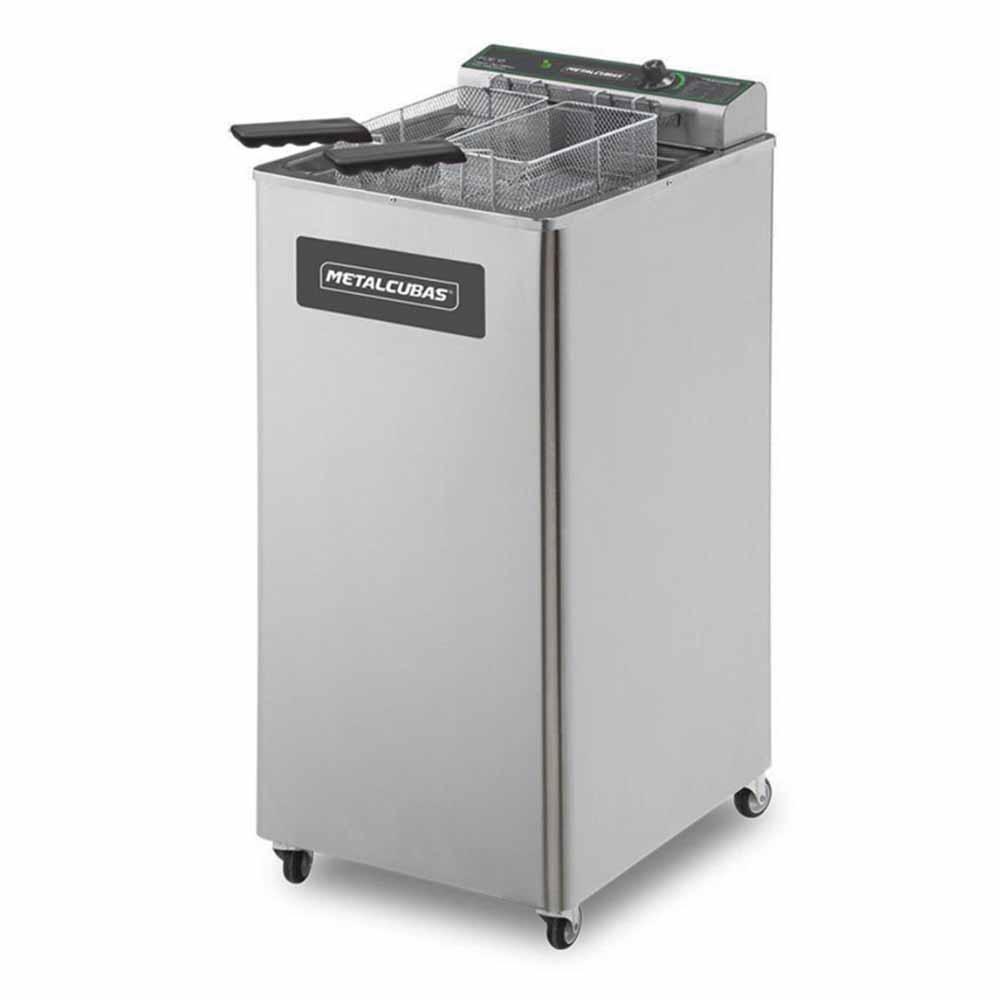 Metalcubas Foe15P Freidora Eléctrica Piso 1 Tina 2 Canastillas 15 Lts. Acero Inoxidable 220 V - Freidores - Metalcubas - KitchenMax Store