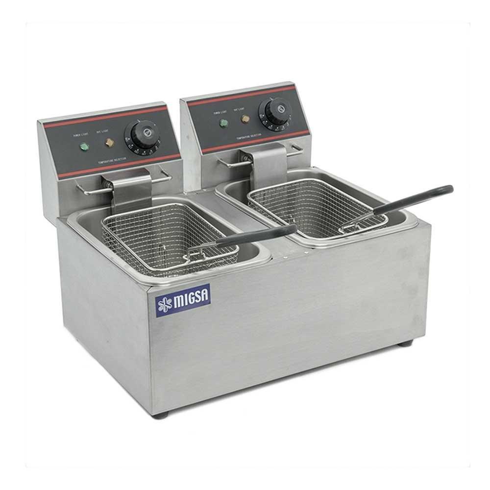 Migsa Ckef2Lts6 Freidora Electrica 2 Tinas 6 Litros Cocinar Alimentos Fondas Freir Alimento Papas A La Francesa Snacks. KitchenMax.Store. Envíos seguros a todo México. Cotiza hoy mismo.