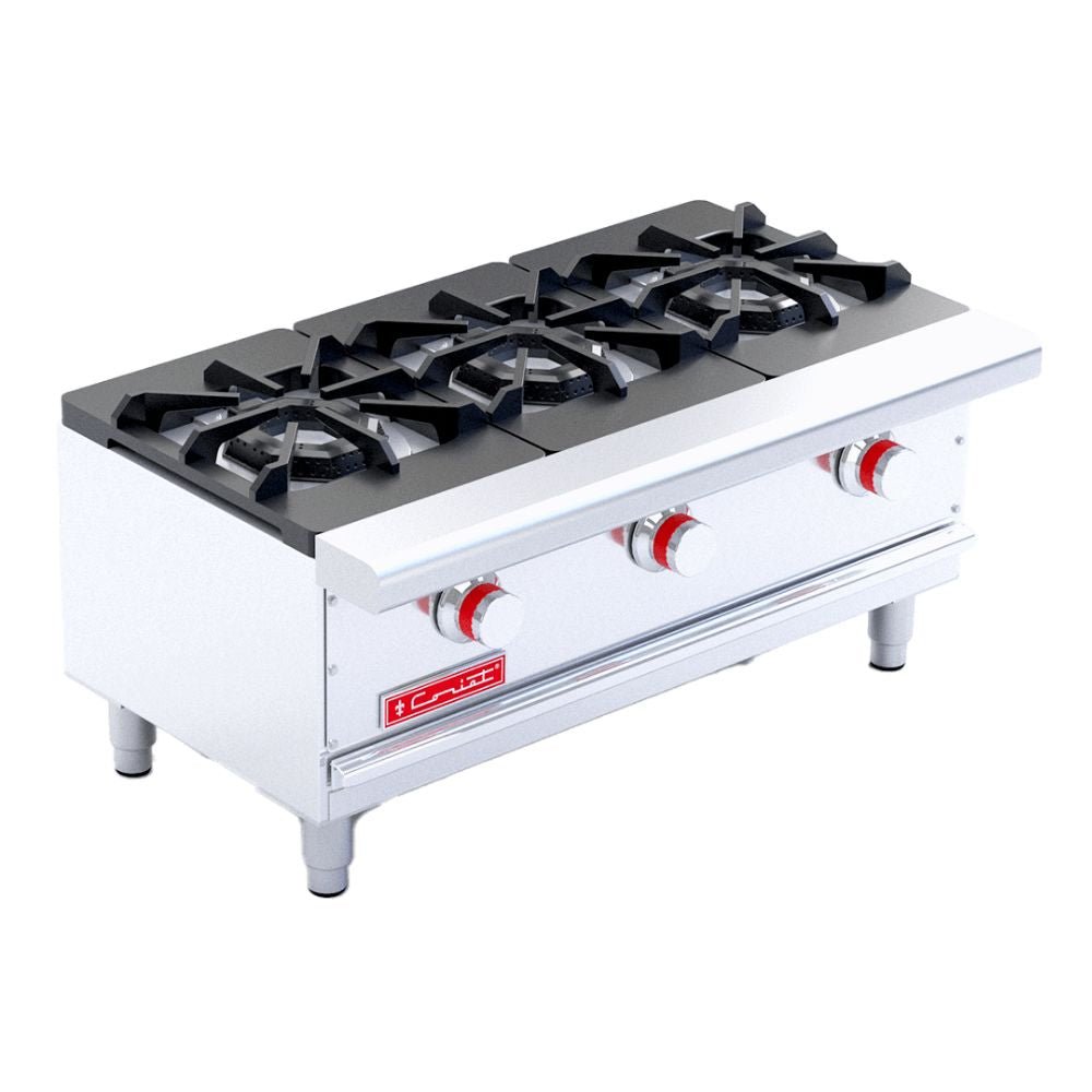 PARRILLA CORIAT PCH-3 DE MESA HD | Parrilla 3 Quemadores | 3 Parrillas Hierro Fundido | 3 Cubiertas Semi-Selladas | Gas | Comisariatos Comida corrida Funerarias Hotelería Cafetería Hospitales Comedores Industriales