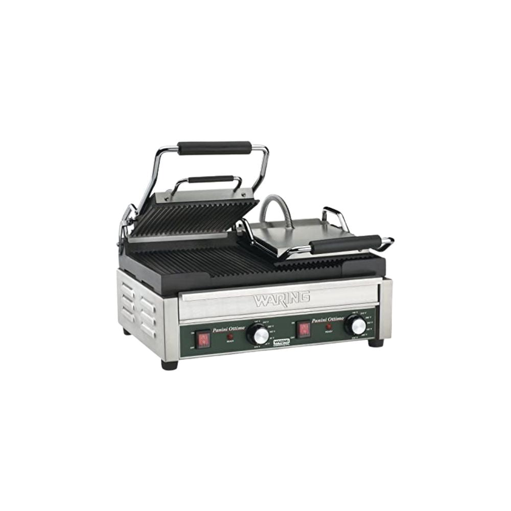 PLANCHA PANINI WARING WPG300 | Plancha Panini | Dual | Acero Inoxidable | Cafetería Restaurante Desayunador Sandwiches Paninis Tostar Calentar Pan Tostadas Calientes Crujientes Prensa Cocina Restaurantes Cafeteria Establecimiento Comida Comida Rapida Bares Panaderias