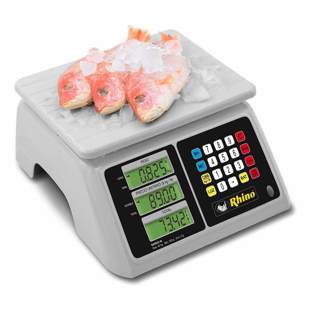 Rhino BARAG-40 Bascula Mostrador 40 kg Sobre Mostrador Recepción Tienda Sobre Mostrador Recepción Pesar Cobrar Báscula para Fruteria Verduleria Tienda Negocio Cremeria. Ideal para pesar, tianguis, frutas, verduras, restaurante, carnicería, cremería, cocina, comedor industrial, negocio, carnes, tienda, Sobre mostrador, recepción, etc. KitchenMax.Store. Envíos seguros a todo México. Cotiza hoy mismo.