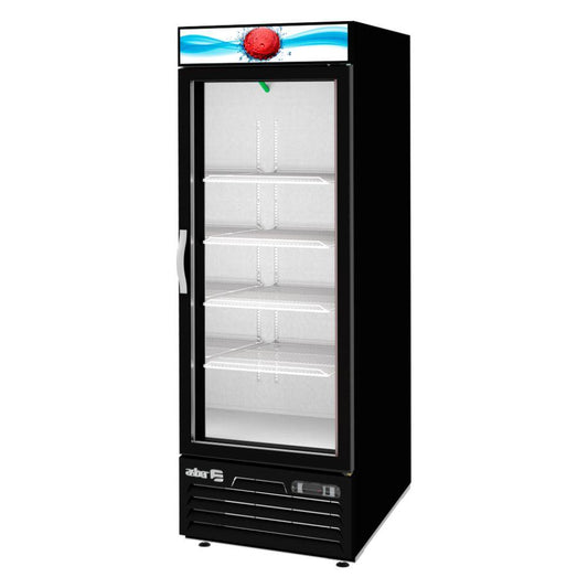 REFRIGERADOR ASBER ARMD-23 HC | Refrigerador Exhibidor Vertical | 1 Puerta Cristal | 17 Pies Cúbicos | Acero Inoxidable | Iluminación LED | Controles Electrónicos | Vinil Negro | Refresquero Latas Carnicería Abarrotes | Cocina Cremería Comercios Insumos Hotel Panadería Refresquero Latas Bar Tiendas Bistro Restaurante Lácteos Industrial Carnicería Abarrotes 