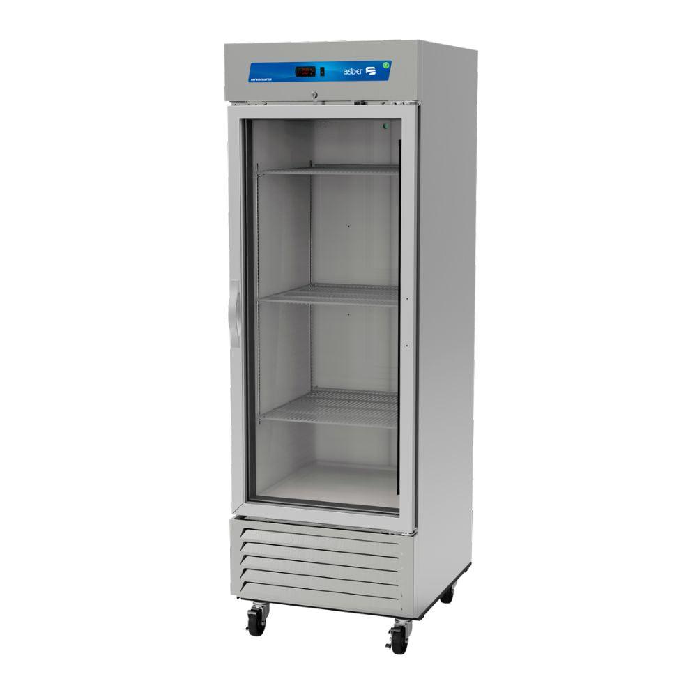  REFRIGERADOR ASBER ARR-23-G-H HC | Refrigerador Exhibidor Vertical | 1 Puerta Cristal | 17 Pies Cúbicos | 3 Parrillas | Iluminación LED | Acero Inoxidable | Bar Hotel Restaurante | Bistro Restaurante Lácteos Industrial Cocina Cremería Comercios Insumos Hotel Panadería Refresquero Latas Bar Tiendas Carnicería Abarrotes 