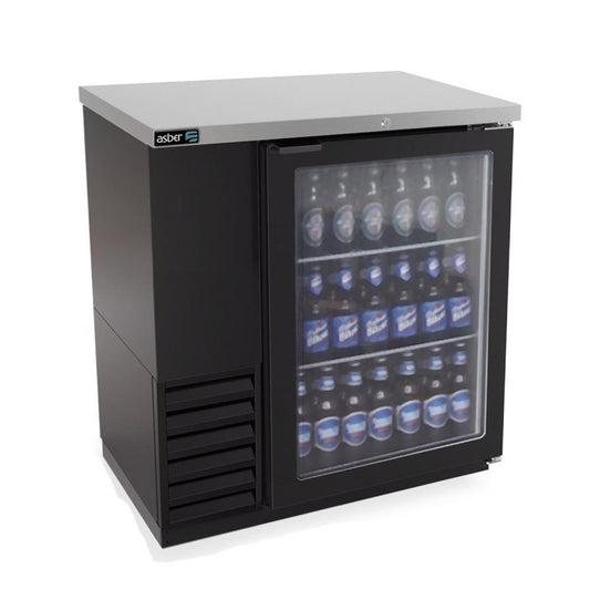 REFRIGERADOR ASBER ABBC-24-36-G HC / SG-HC | Refrigerador Contra Barra | 1 Puerta Cristal | Eléctrico |Iluminación Interior | Deshielo Automático | Interior Restaurante Bar Cafeteria Alimentos Bebidas Conservar 