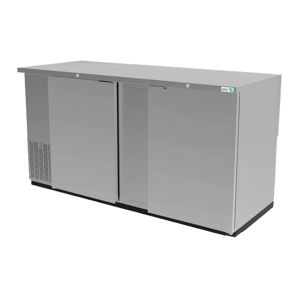 REFRIGERADOR ASBER ABBC-68 HC / S-HC | Refrigerador Contra Barra | 2 Puertas Solidas | Acero Inoxidable | 4 Parrillas | Iluminación LED | Bar Barras Hotel Restaurante Cafeteria Bar Bebidas Frias 