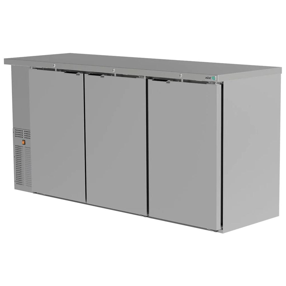 REFRIGERADOR ASBER ABBC-24-72 HC / S-HC | Refrigerador Contra Barra | 3 Puertas Solidas | 6 Parrillas | Iluminación LED | Eléctrico | Bar Bistro Comedor Restaurante Bar Cervezeria Bebidas Frias 