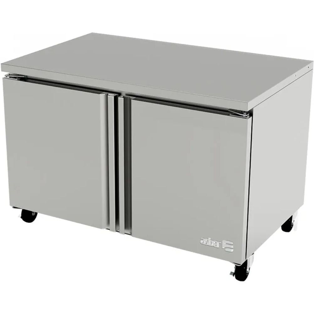 MESA ASBER AUTR-48 HC | Mesa Refrigerada Contra Barra | 2 Puertas Solidas | Acero | Eléctrico | Gris | Restaurante Cafetería Negocio Bar Preparacion Alimentos 