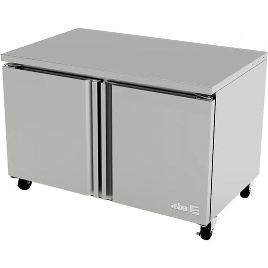 MESA ASBER AUTR-48 HC | Mesa Refrigerada Contra Barra | 2 Puertas Solidas | Acero | Eléctrico | Gris | Restaurante Cafetería Negocio Bar Preparacion Alimentos 