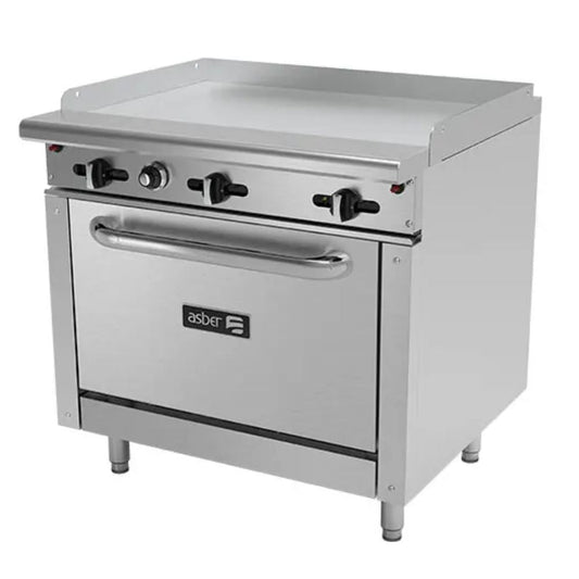 PLANCHA HORNO ASBER AER-G36-36-H | Plancha Horno | Acero Inoxidable | Parrilla Cromada | Gris | Comedor Industrial Restaurante Hotel | Estufa Multiple Horno Gabinete Almacen Freidora Quemadores Abiertos Industrial Completa Gratinador Horno Acero Cocina Preparacio Coccion Restaurante Asador