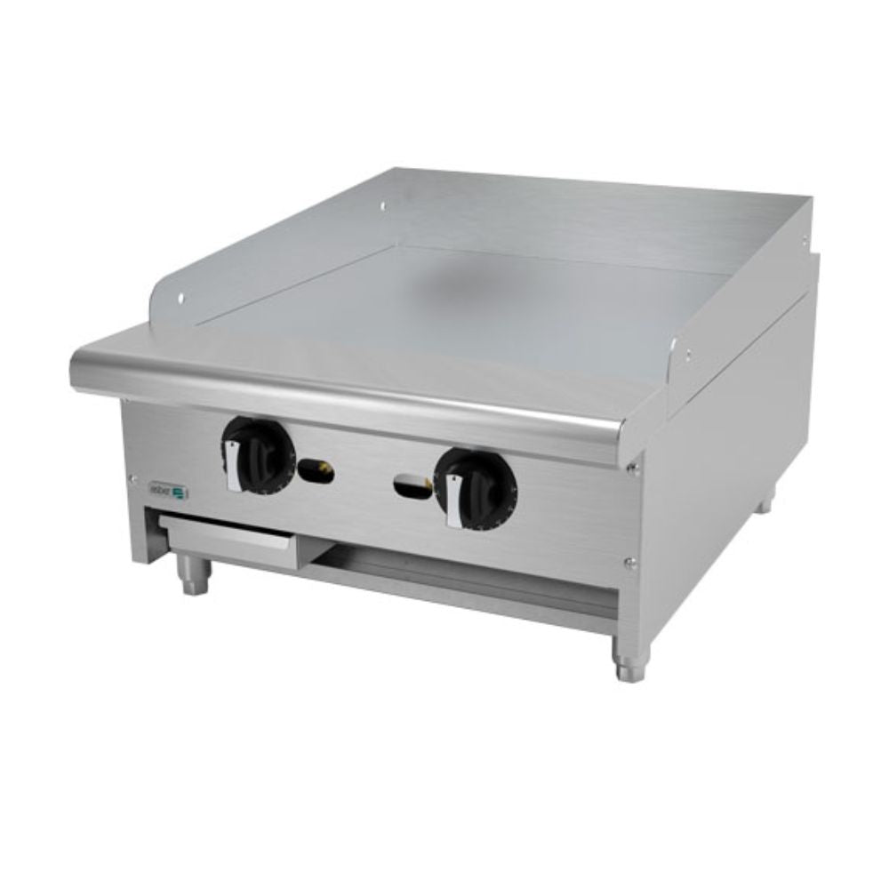 PLANCHA  ASBER AETG-24-H | Plancha | 2 Quemadores | Bandeja Recoge Grasa | Gas | Acero Inoxidable | Hotel Restaurante Cafeteria Fonda | Plancha 24" Cold Rolled Nivelador Termostato Modular Quemadores Tipo U Piloto Charola Bandeja Grasa Gas Coccion Cocina Industrial Preparacion de alimentos Cocina Industrial Lonche Snack Comida Buffet Gourmet Uso Rudo Restaurante Mariscos Cafeteria Bistro Profesional