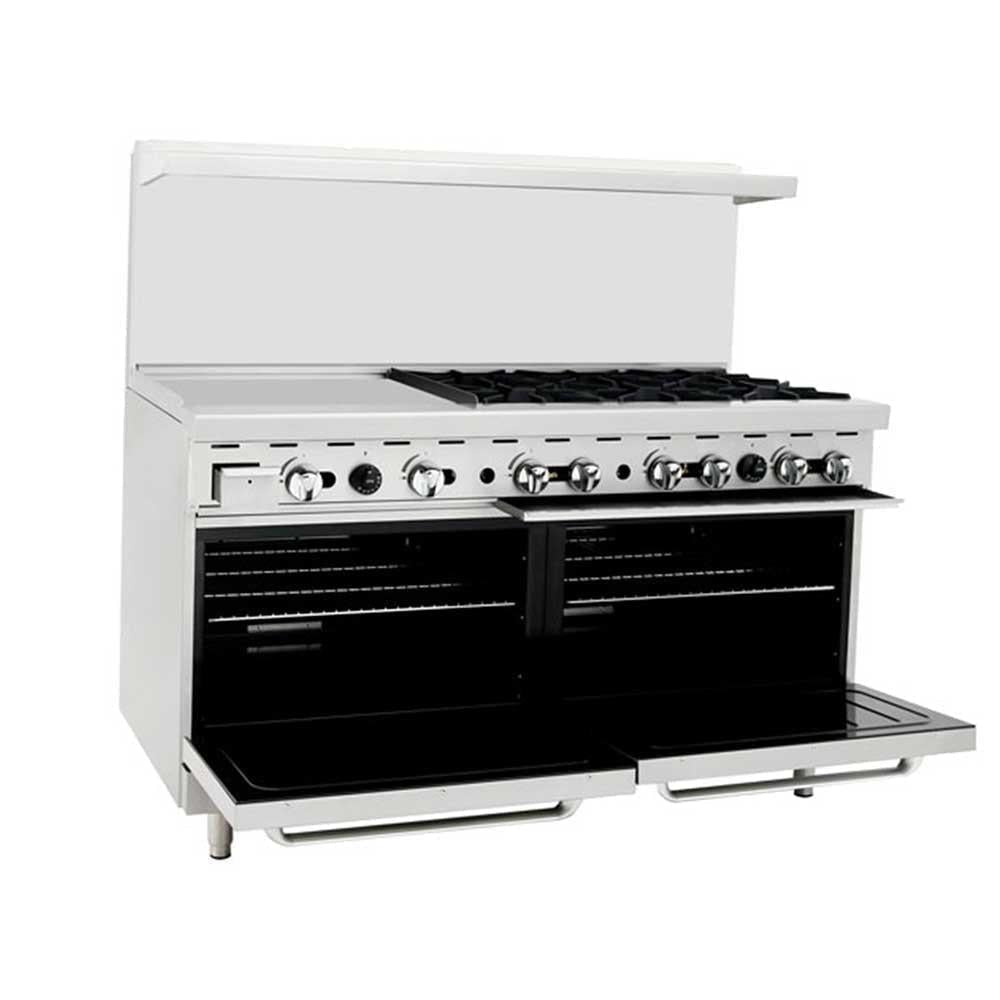 Atosa Ato-24G6B Estufa Gas 6 Quemadores Plancha Izq. 2 Hornos - Estufas Maestras - Atosa - KitchenMax Store
