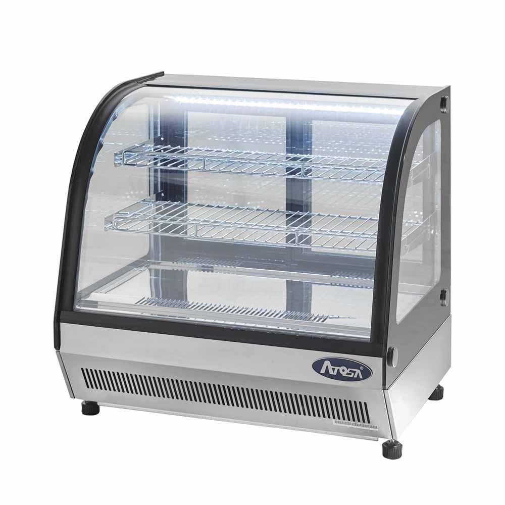 Atosa CRDC-46 Vitrina Refrigerada Cristal Curvo 2 Puertas Corredizas Acero Inoxidable - Vitrina Refrigerada - Atosa - KitchenMax Store