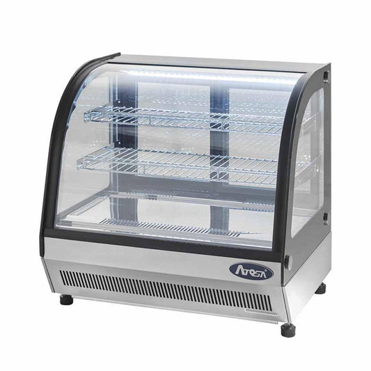 Atosa CRDC-46 Vitrina Refrigerada Cristal Curvo 2 Puertas Corredizas Acero Inoxidable - Vitrina Refrigerada - Atosa - KitchenMax Store
