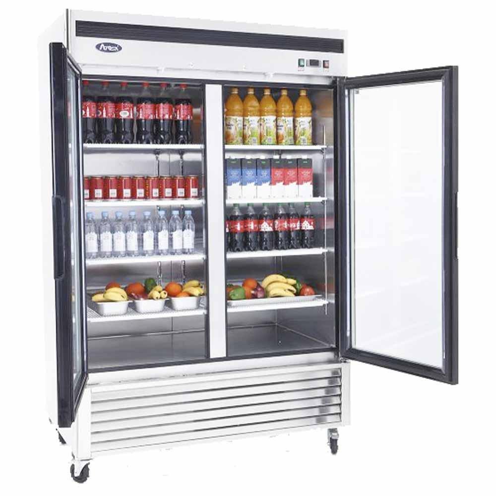 Atosa MCF8707GR Refrigerador Vertical 2 Puertas Cristal 8 Parrillas Acero Inoxidable - Refrigeradores - Atosa - KitchenMax Store