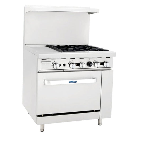 Atosa ATO-12G4B Estufa Gas 4 Quemadores Abiertos 1 Plancha 1 Horno 4 Parrillas Superiores Acero Inoxidable -  - Atosa - KitchenMax Store