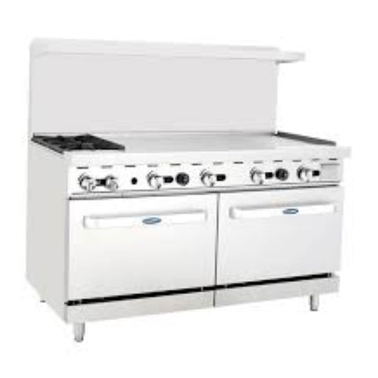 Atosa ATO-2B48G Estufa Gas 2 Quemadores Abiertos 1 Plancha 2 Hornos 2 Parrillas Superiores Acero Inoxidable -  - Atosa - KitchenMax Store