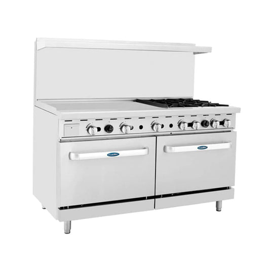 Atosa ATO-36G4B Estufa Gas 4 Quemadores Abiertos 1 Plancha 2 Hornos 4 Parrillas Superiores Acero Inoxidable -  - Atosa - KitchenMax Store