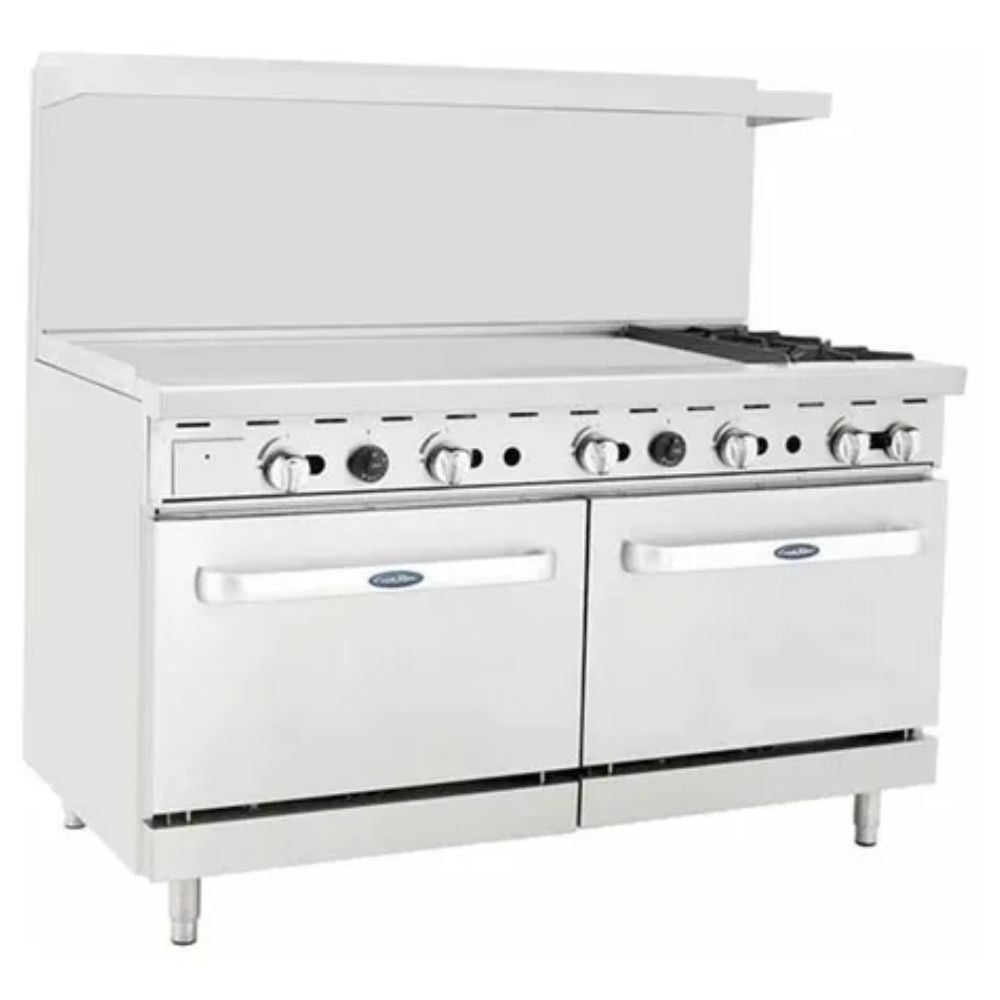Atosa ATO-48G2B Estufa Gas 2 Quemadores Abiertos 1 Plancha 2 Hornos 2 Parrillas Superiores Acero Inoxidable -  - Atosa - KitchenMax Store