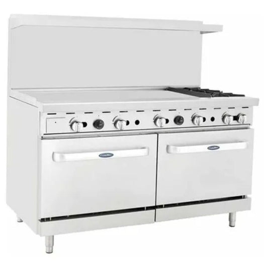Atosa ATO-48G2B Estufa Gas 2 Quemadores Abiertos 1 Plancha 2 Hornos 2 Parrillas Superiores Acero Inoxidable -  - Atosa - KitchenMax Store
