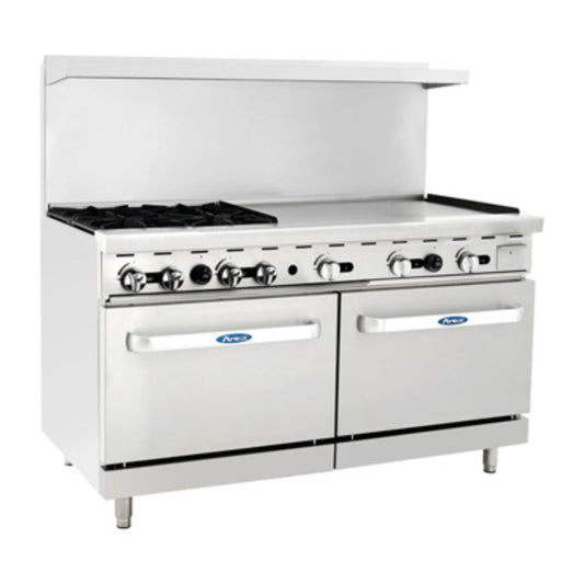 Atosa ATO-4B36G Estufa Gas 4 Quemadores Abiertos 1 Plancha 2 Hornos 4 Parrillas Superiores Acero Inoxidable -  - Atosa - KitchenMax Store