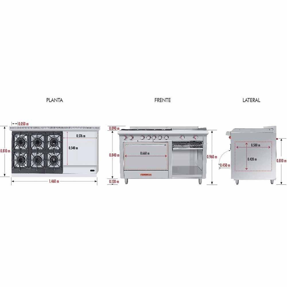 Coriat EC-6-H-GRILL MASTER Estufa 6 Quemadores Horno Plancha - Estufas / Parrillas - Coriat - KitchenMax Store