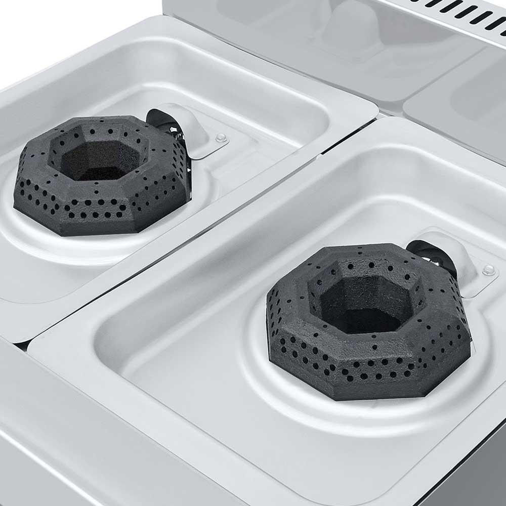 PARRILLA CORIAT PCH-2 DE MESA HD | Parrilla 2 Quemadores | 2 Parrillas Hierro Fundido | 2 Cubiertas Seme-Selladas | Gas | Quemadores Parrilla Sin Horno Charola Derrame Compacta Hierro Piloto Coccion Cocina Industrial Negocio Comida Preparacion de alimentos Restaurante Temperatura Base