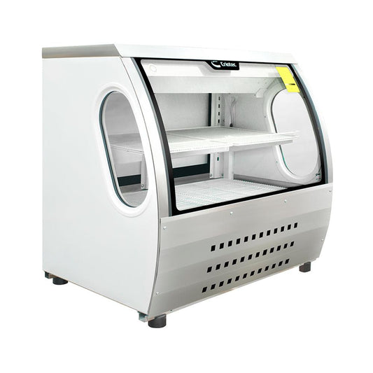 Criotec VCC-120 Vitrina Exhibidor Cristal Curvo. Pasteleria Reposteria Negocio Alimentos Pasteles Panes Exhibicion Industrial Carniceria Cremeria.  KitchenMax.Store. Envíos seguros a todo México. Cotiza hoy mismo.