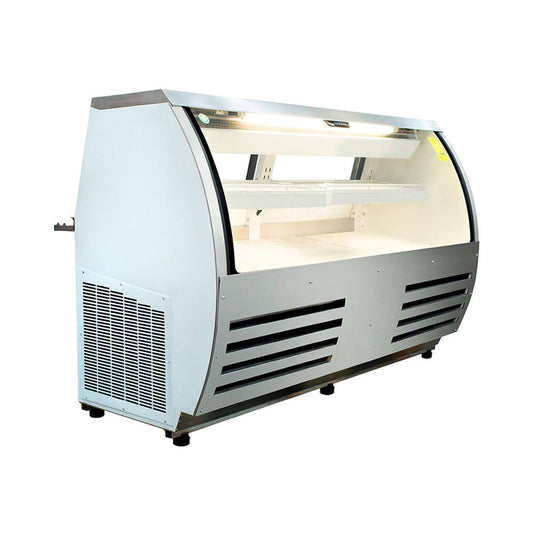 Criotec VCR-200 Vitrina Exhibidora Cristal Curvo Pasteleria Reposteria Negocio Alimentos Pasteles Panes Exhibicion Industrial Carniceria Cremeria.  KitchenMax.Store. Envíos seguros a todo México. Cotiza hoy mismo.