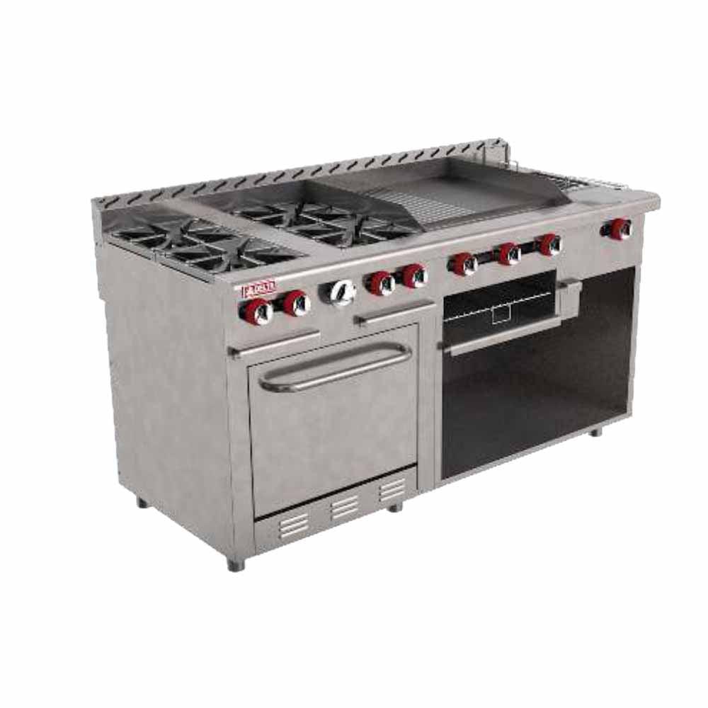 Delta Aquiles EM-H-C Estufa 4 Quemadores Abiertos 1 Asador 1 Freidor 1 Gratinador 1 Horno 1 Plancha -  - Delta - KitchenMax Store