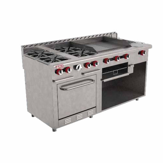 Delta Aquiles EM-H-C Estufa 4 Quemadores Abiertos 1 Asador 1 Freidor 1 Gratinador 1 Horno 1 Plancha -  - Delta - KitchenMax Store