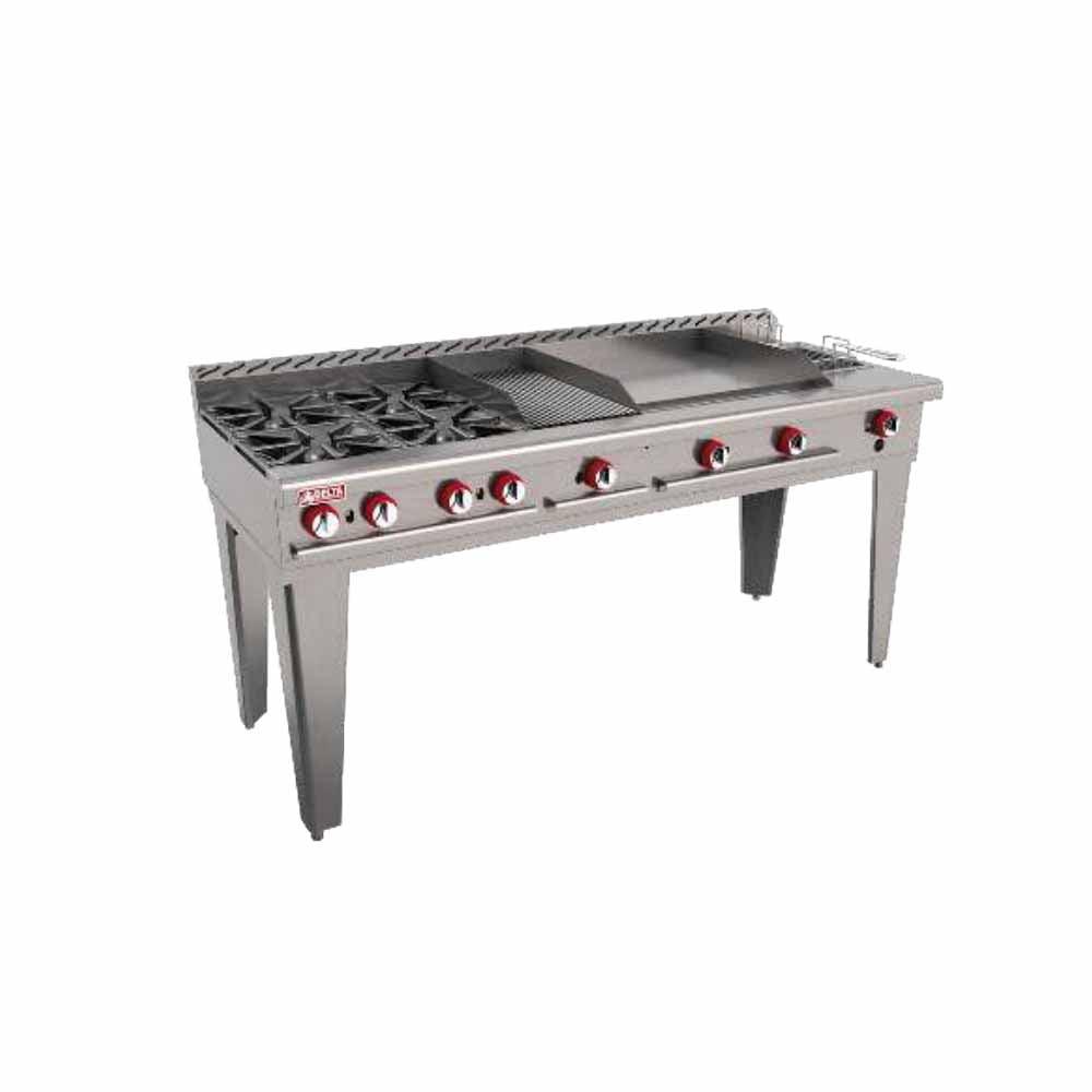 Delta Aquiles EM-M Estufa 4 Quemadores Abiertos 1 Asador 1 Freidor 1 Plancha -  - Delta - KitchenMax Store