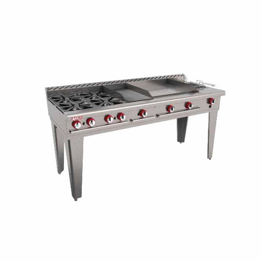 Delta Aquiles EM-M Estufa 4 Quemadores Abiertos 1 Asador 1 Freidor 1 Plancha -  - Delta - KitchenMax Store