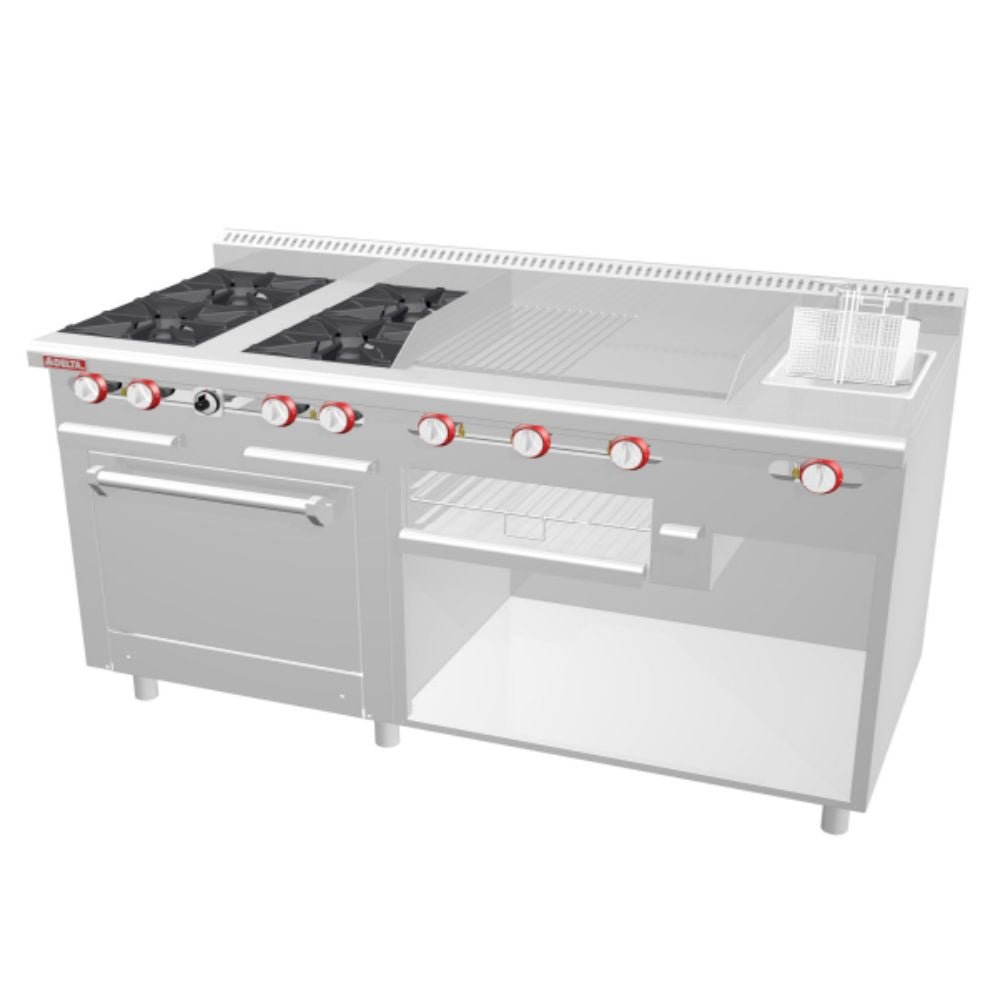 Delta Aquiles EM-H-C Estufa 4 Quemadores Abiertos 1 Asador 1 Freidor 1 Gratinador 1 Horno 1 Plancha -  - Delta - KitchenMax Store