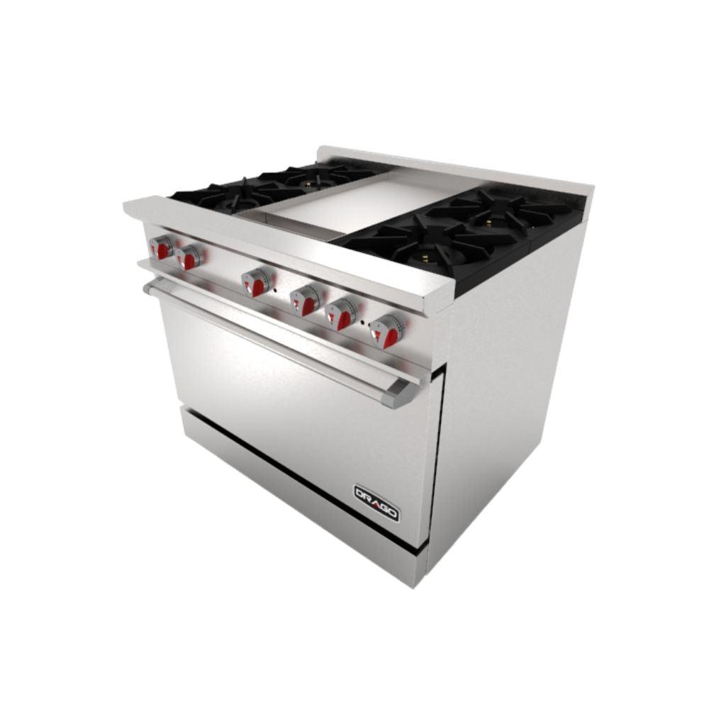 Drago CG-41P Estufa 4 Quemadores Horno Plancha -  - Drago - KitchenMax Store