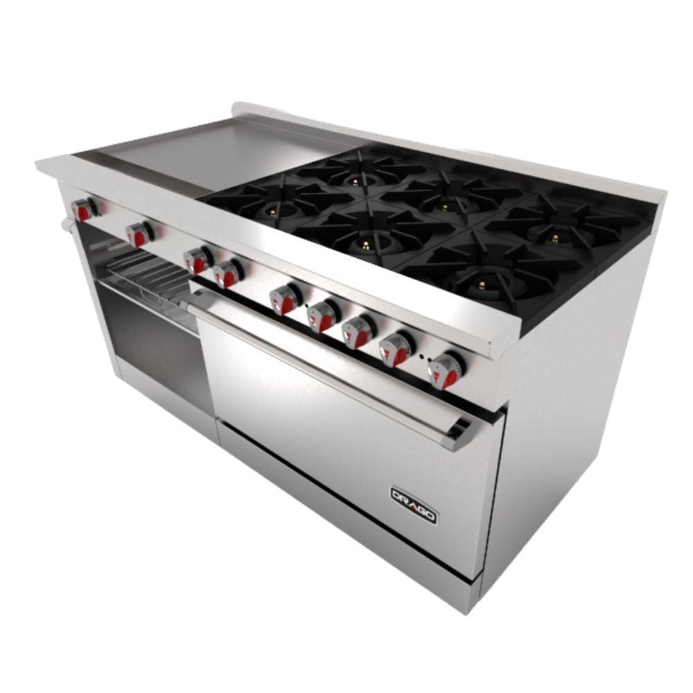 Drago CG-61PD Estufa 6 Quemadores Horno Plancha Gratinador -  - Drago - KitchenMax Store