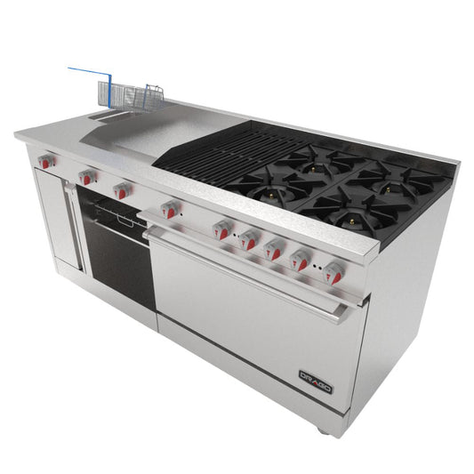 Drago UNIVERSAL Estufa 4 Quemadores Asador Radiante Freidor Gratinador Plancha 1 ft Acero Inoxidable -  - Drago - KitchenMax Store