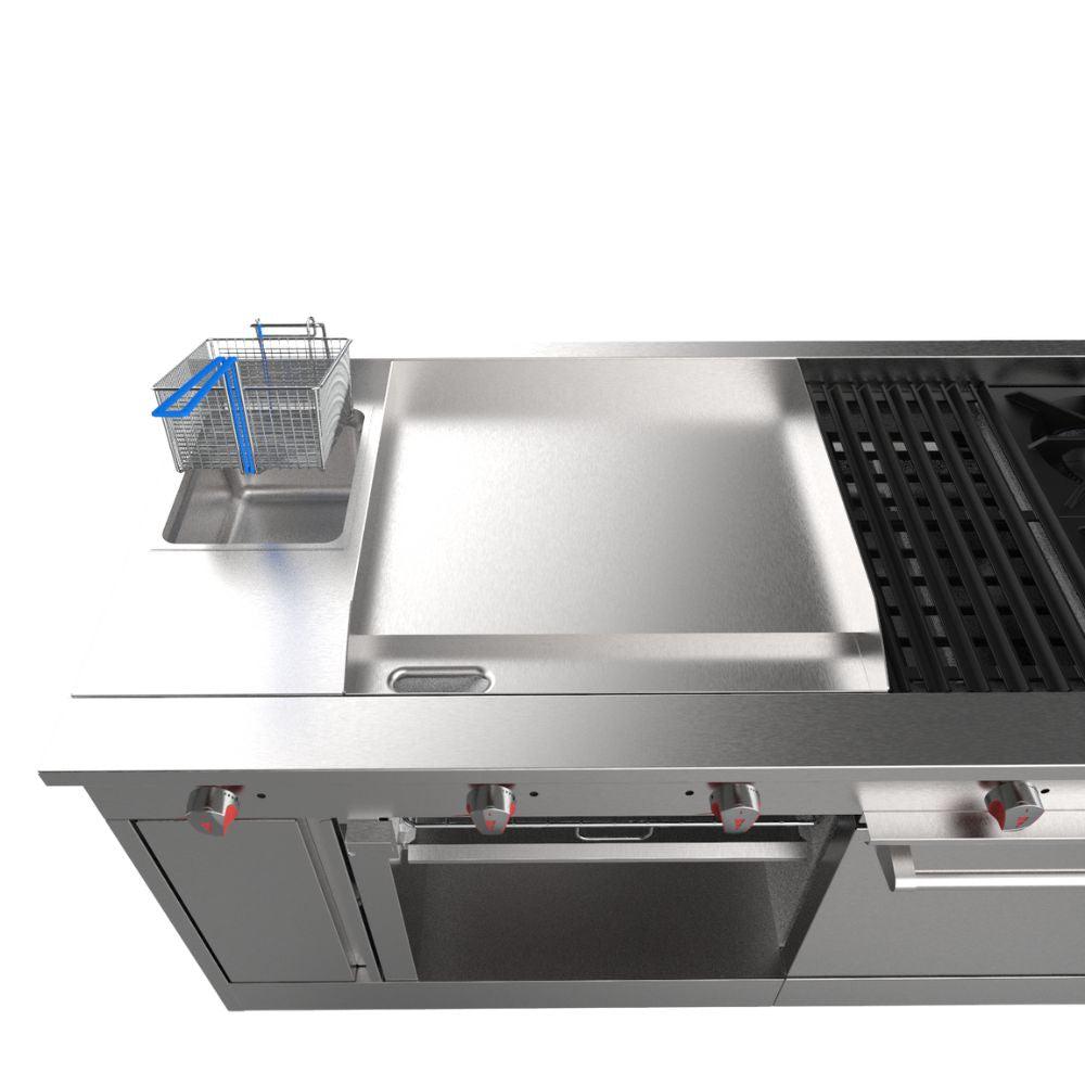 Drago UNIVERSAL Estufa 4 Quemadores Asador Radiante Freidor Gratinador Plancha 1 ft Acero Inoxidable -  - Drago - KitchenMax Store