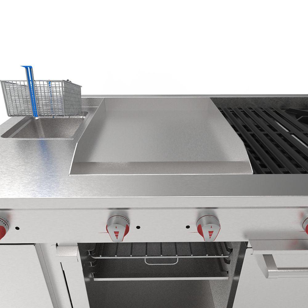Drago UNIVFG/ S-PD Estufa 4 Quemadores Asador  Freidor Gratinador Plancha 2 ft Acero Inoxidable -  - Drago - KitchenMax Store